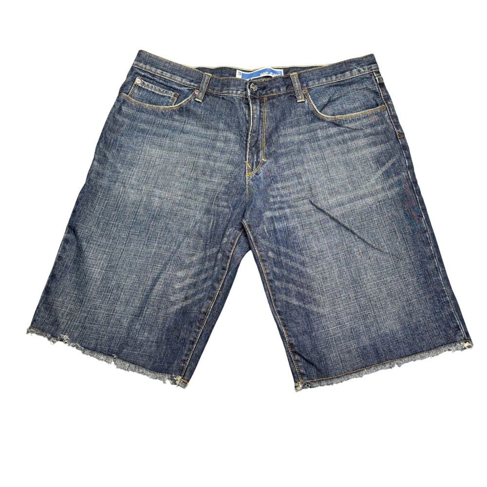 Gap Y2K Denim Shorts Men's‎ Size 35 100% Cotton Blue Frayed Hem Casual Summer